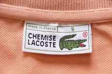 画像4: 70s フランス製 CHEMISE LACOSTEラコステ ワンポイント コットン 鹿の子 ポロシャツ サーモンピンク 5★37 (4)