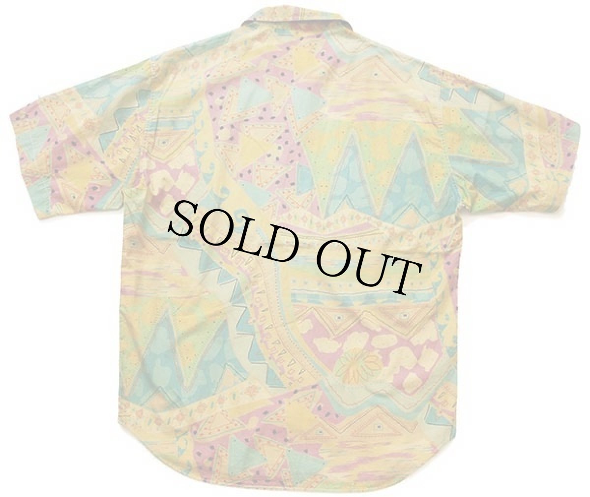 画像2: 90s イタリア製 WEBB&SCOTT アート 半袖 オープンカラーシャツ M (2)