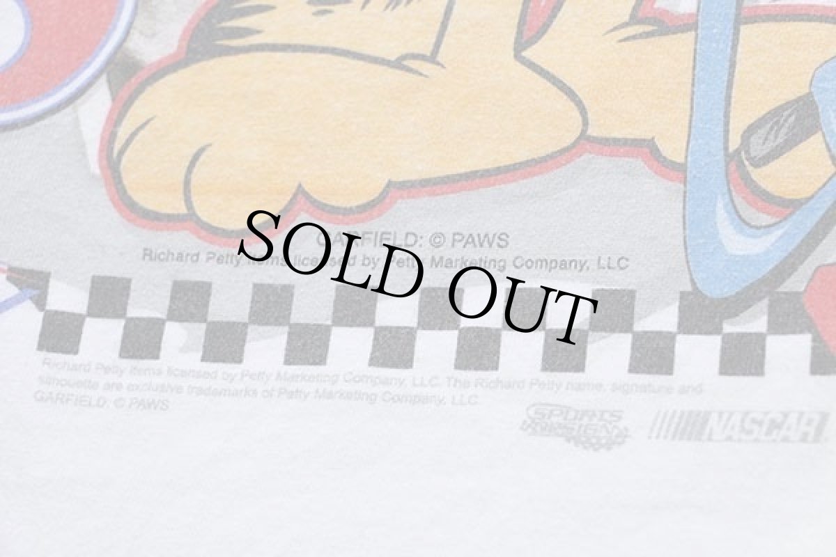 画像4: 00s NASCAR Richard Petty × Garfieldガーフィールド 25 YEARS コットン 長袖Tシャツ 白 (4)