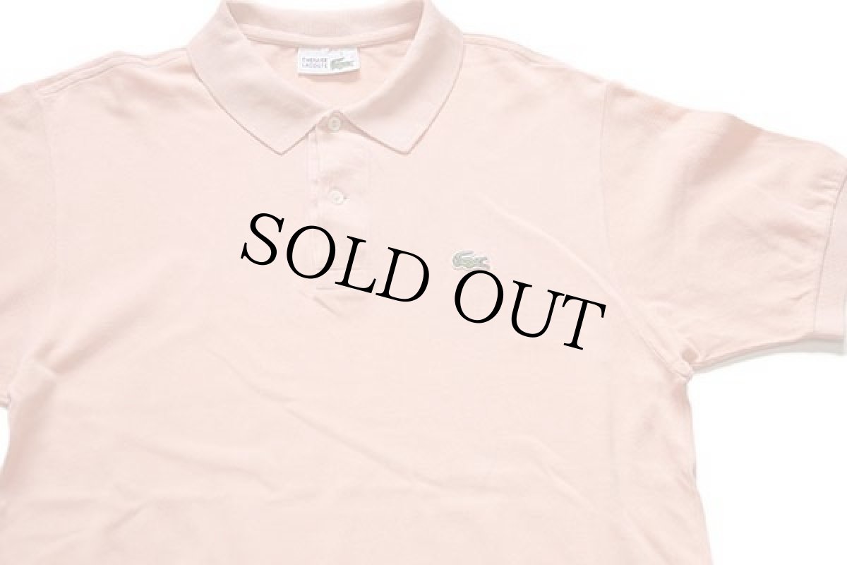 画像3: 70s フランス製 CHEMISE LACOSTEラコステ ワンポイント コットン 鹿の子 ポロシャツ サーモンピンク 5★37 (3)
