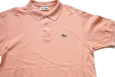 画像3: 70s フランス製 CHEMISE LACOSTEラコステ ワンポイント コットン 鹿の子 ポロシャツ サーモンピンク 5★37 (3)