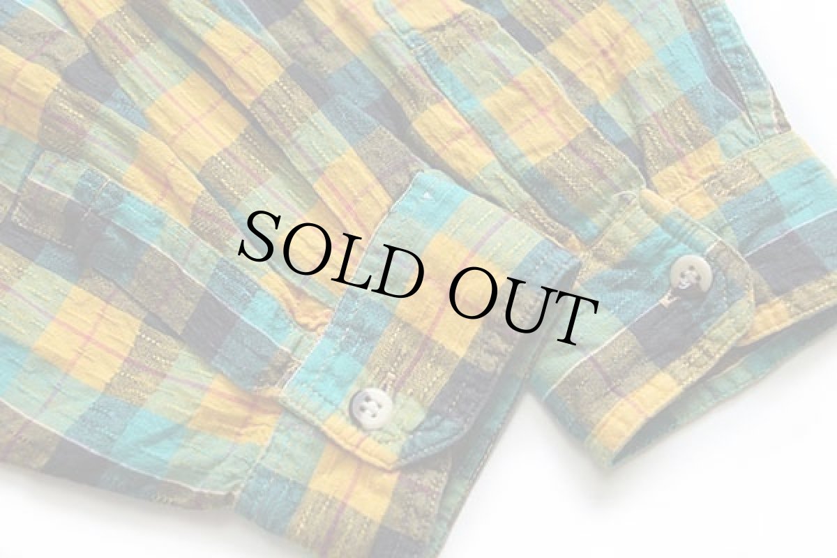 画像6: 80s MASH チェック 織り柄 コットンシャツ XL★インド綿 (6)