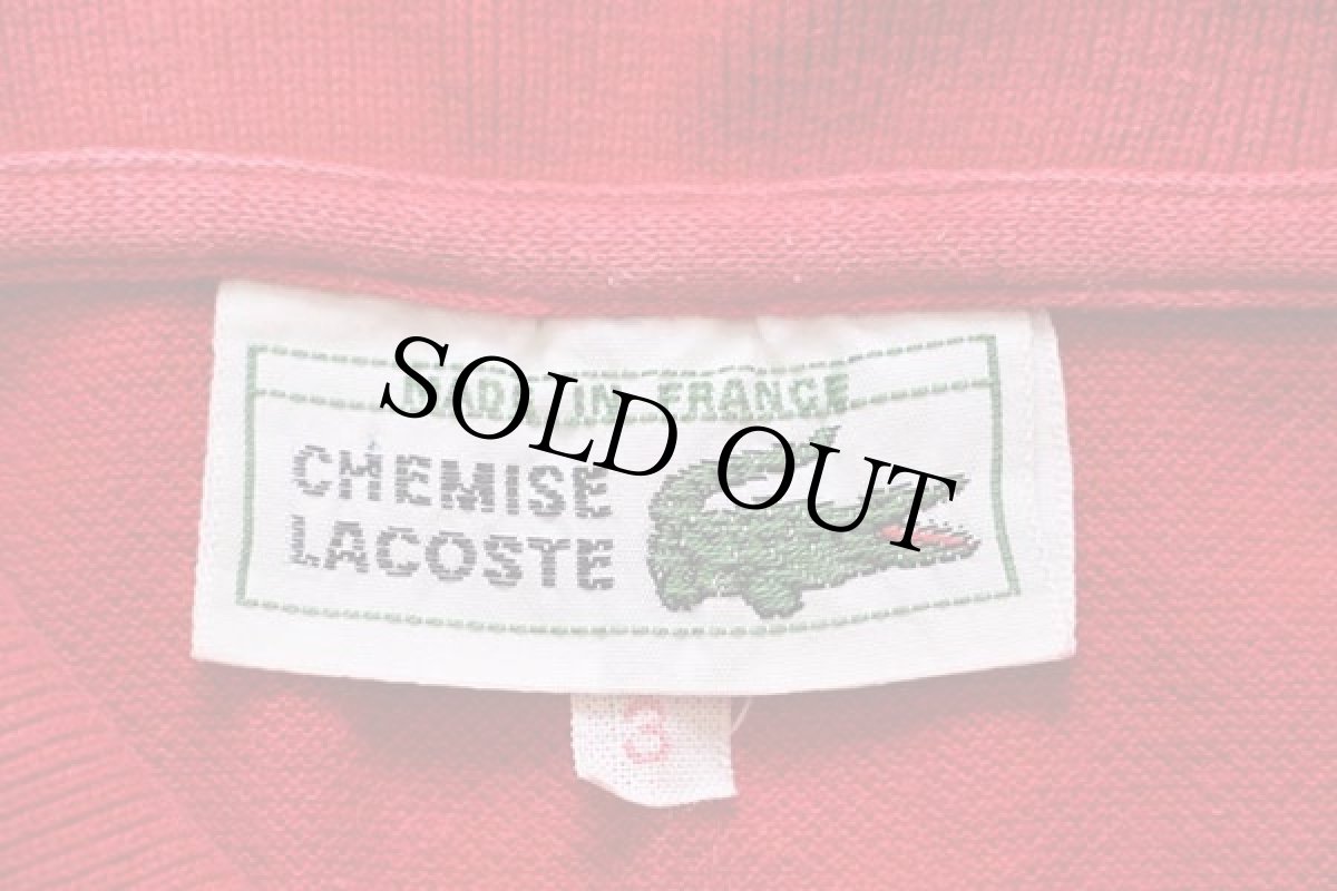 画像4: 70s フランス製 CHEMISE LACOSTEラコステ ワンポイント コットン 鹿の子 ポロシャツ 赤 3★34 (4)
