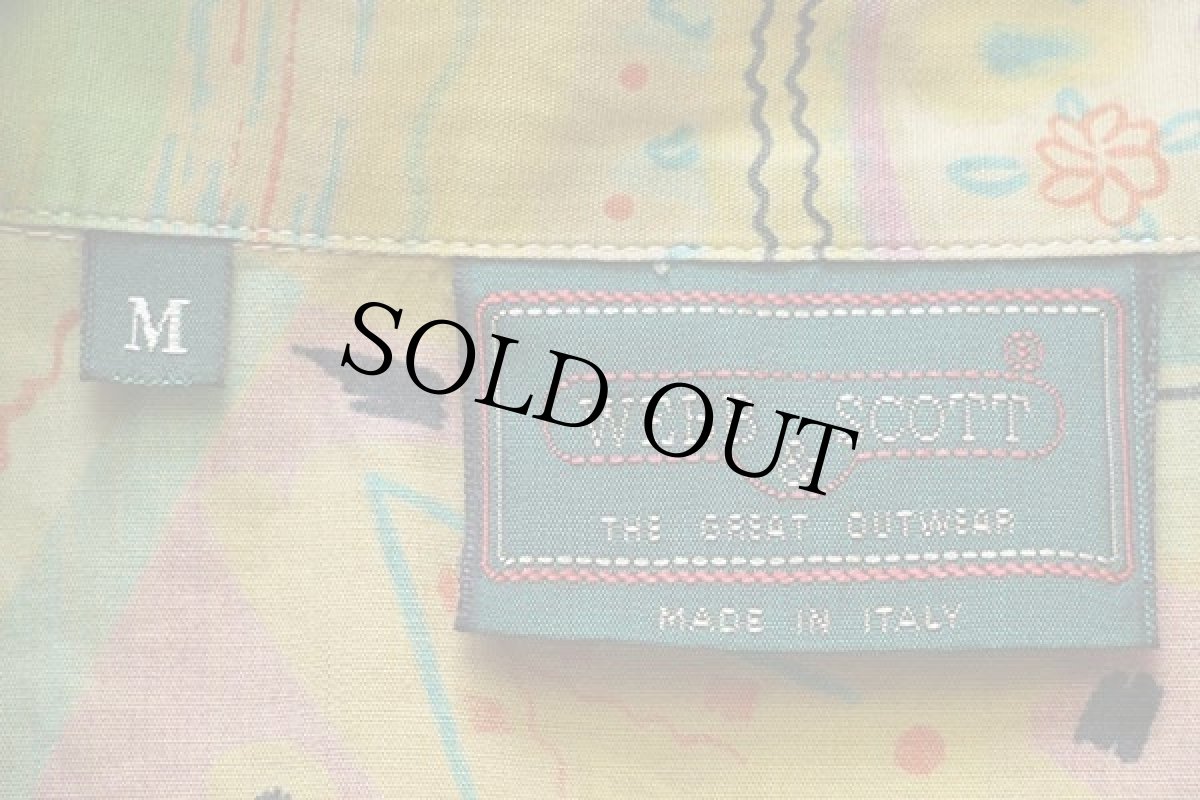 画像4: 90s イタリア製 WEBB&SCOTT アート 半袖 オープンカラーシャツ M (4)