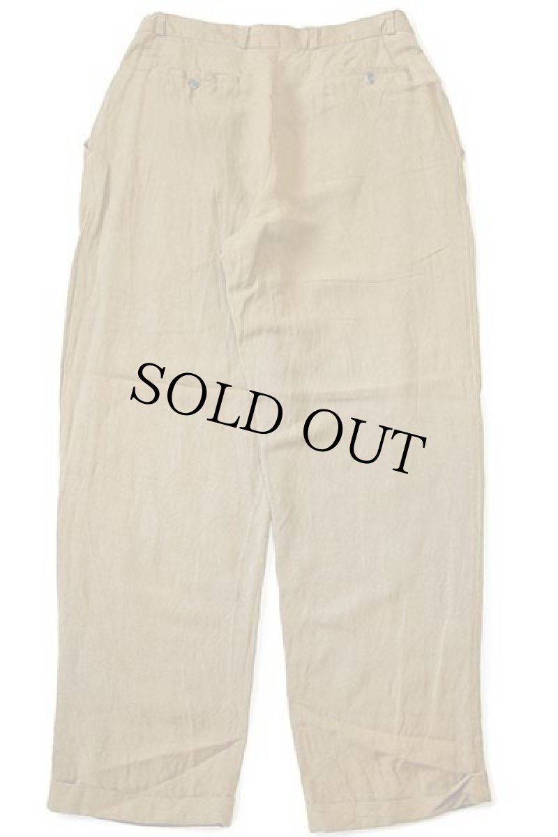 画像3: 80s UNKNOWN スリータック レーヨン×リネン スラックス パンツ 黄土色 w34 (3)