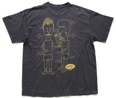 画像2: 00s MTV BEAVIS AND BUTT-HEAD ビーバス＆バットヘッド コットンTシャツ 黒 フェード (2)