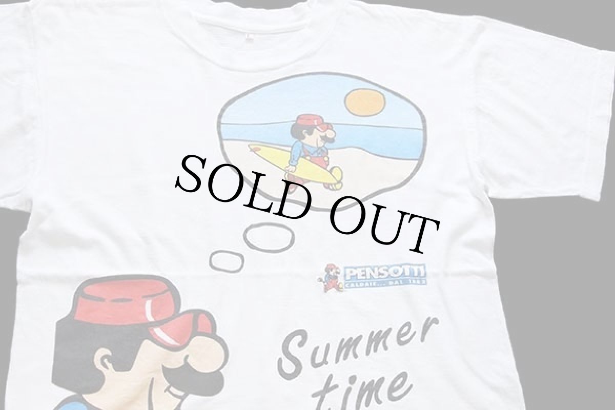 画像1: 90s PENSOTTI Summer time マリオ パロディ コットンTシャツ 白 L (1)