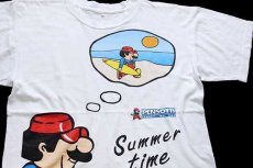 画像1: 90s PENSOTTI Summer time マリオ パロディ コットンTシャツ 白 L (1)