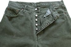 画像4: 90s フランス製 Levi'sリーバイス 501 カラーデニムパンツ 後染め オリーブグリーン w36★ユーロ (4)