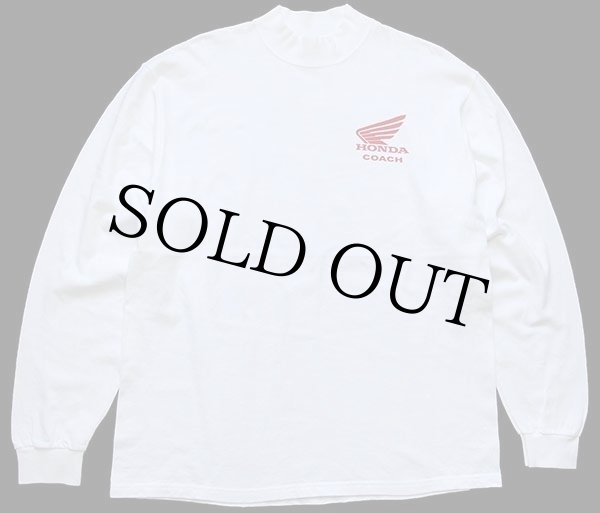 【新品タグ付き】ロゴプリントモックネックSS 00s HONDA COACH ホンダ ロゴ 両面プリント モックネック コットン
