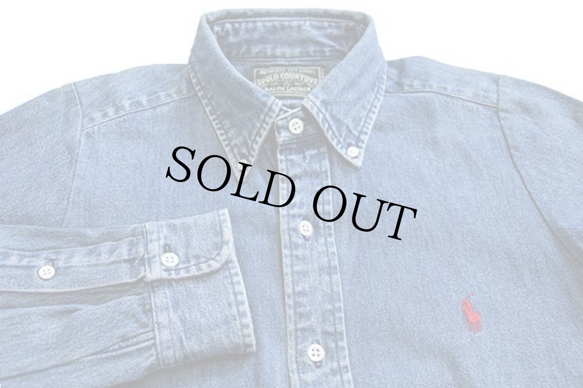 画像3: リサイズ★80s ポロ カントリー ラルフローレン ワンポイント ボタンダウン デニム シャツワンピース (3)