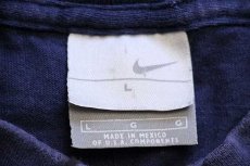 画像5: 00s メキシコ製 NIKEナイキ ワンポイント モックネック コットン 長袖Tシャツ 紺 L (5)