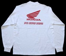 画像2: 00s HONDA COACH ホンダ ロゴ 両面プリント モックネック コットン 長袖Tシャツ 白 L (2)