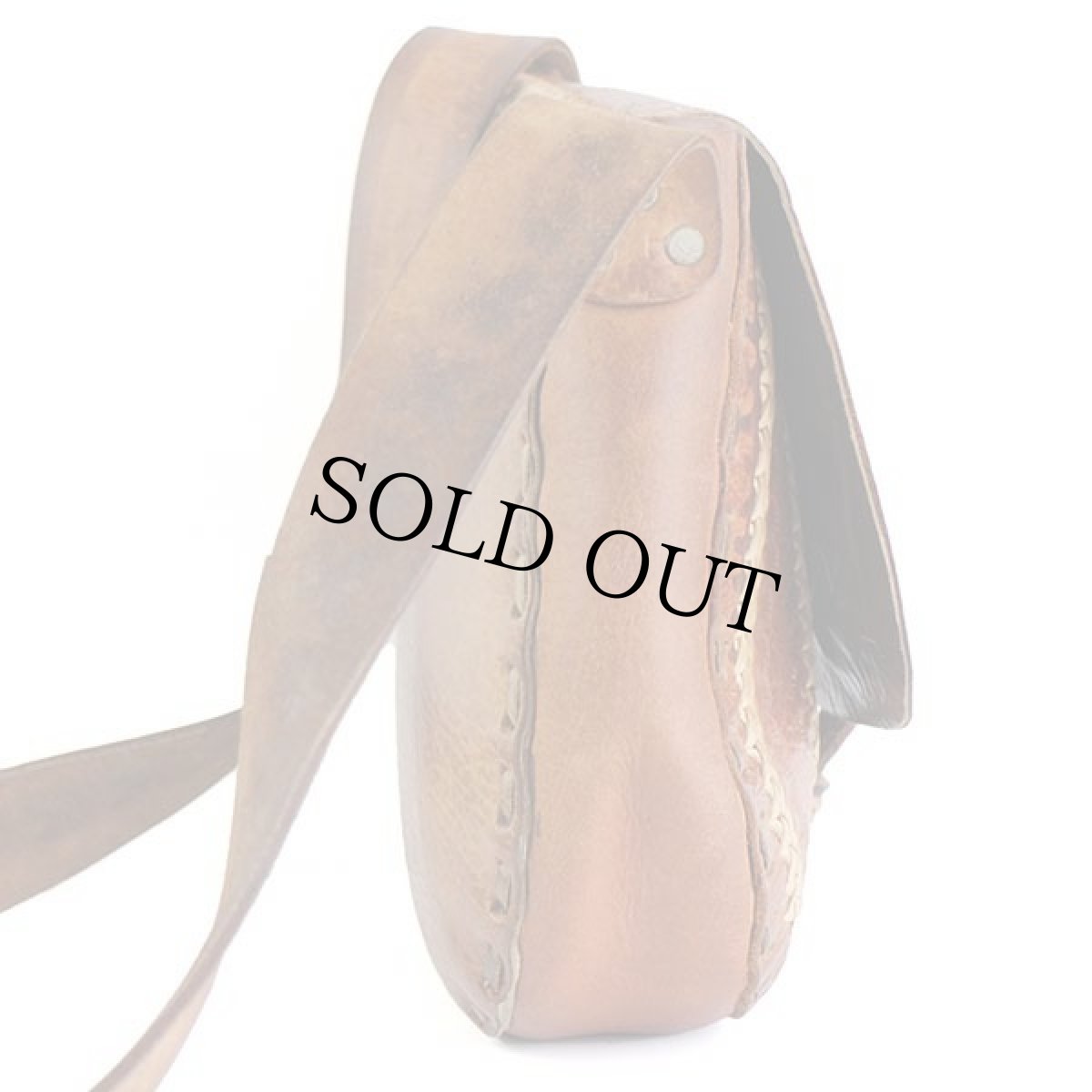 画像4: 80s 花柄 カービング & 編み込み 飾りステッチ レザー ショルダーバッグ 茶 (4)