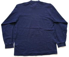 画像2: 00s メキシコ製 NIKEナイキ ワンポイント モックネック コットン 長袖Tシャツ 紺 L (2)