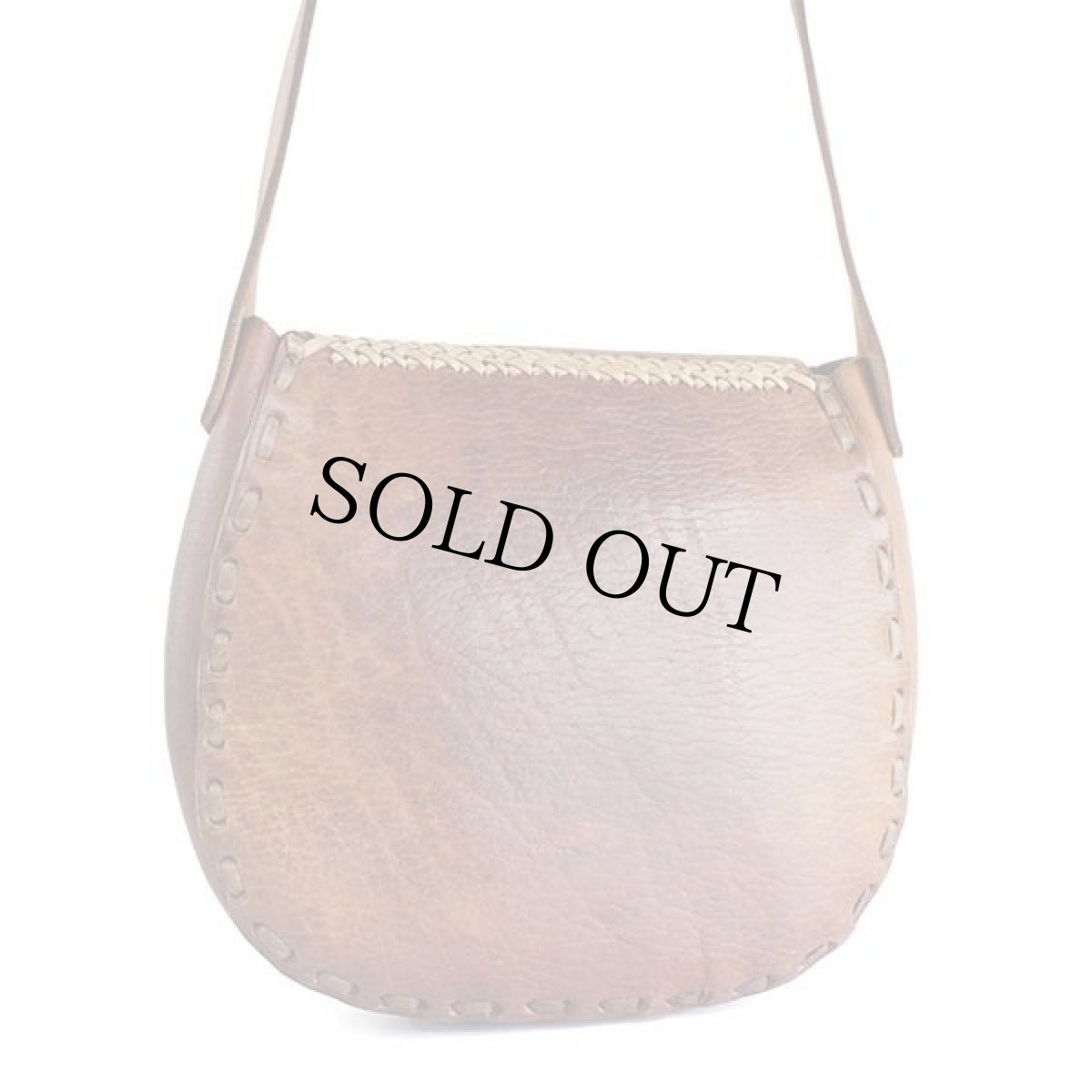 画像3: 80s 花柄 カービング & 編み込み 飾りステッチ レザー ショルダーバッグ 茶 (3)