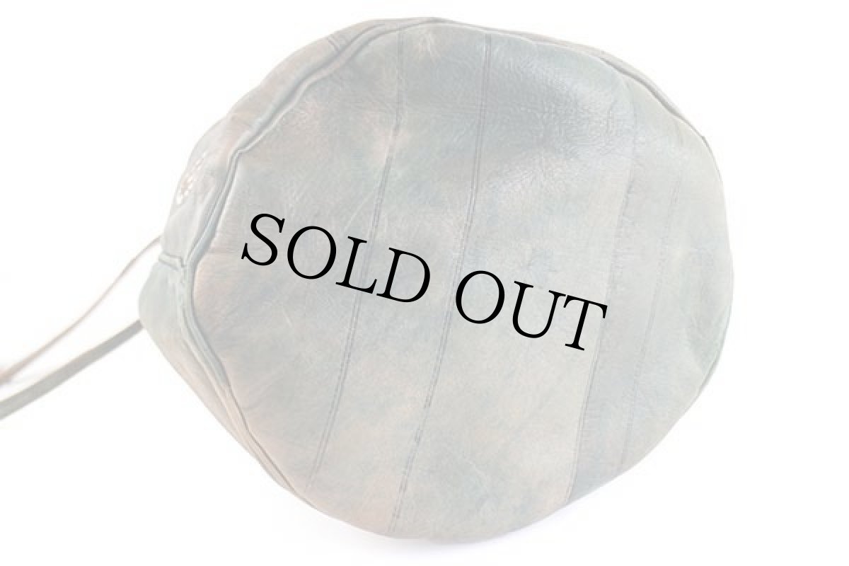 画像6: ハンドクラフト 飾りステッチ バケツ型 巾着 レザー ショルダーバッグ グリーン (6)