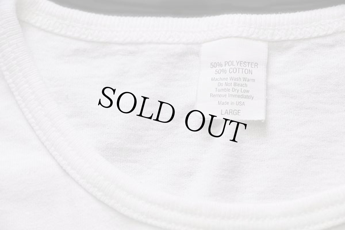 画像4: 90s USA製 UNKNOWN 無地 七分袖 カットソー 白 L (4)