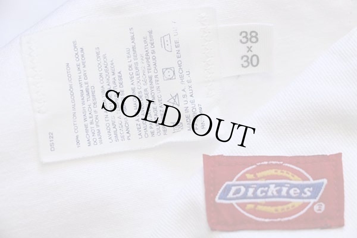 画像4: 90s USA製 Dickiesディッキーズ 山ポケ コットン オーバーオール 生成り w38 L30 (4)