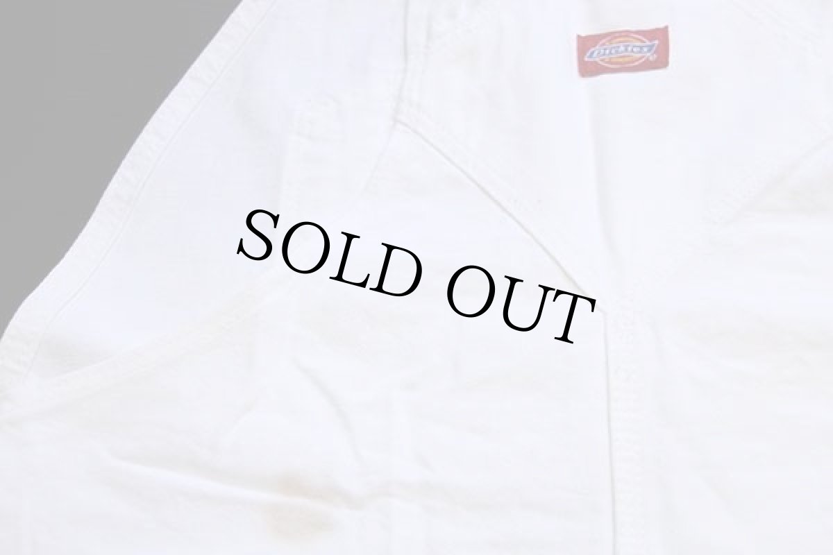 画像6: 90s USA製 Dickiesディッキーズ 山ポケ コットン オーバーオール 生成り w38 L30 (6)