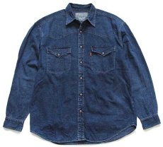 画像1: 90s Levi'sリーバイス カラーデニム ウエスタンシャツ 紺 L★ユーロ (1)