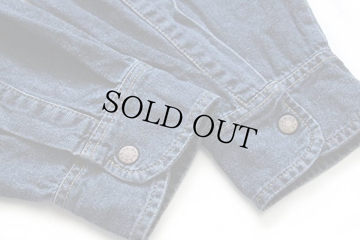 画像6: 90s Levi'sリーバイス カラーデニム ウエスタンシャツ 紺 L★ユーロ (6)