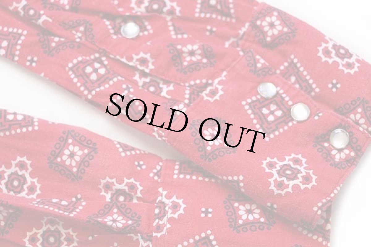 画像7: 70s USA製 Rockmountロックマウント クッキー バンダナ柄 コットン ウエスタンシャツ 赤 14 1/2 (7)