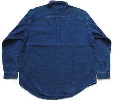 画像2: 90s Levi'sリーバイス カラーデニムシャツ 後染め 紺 XL (2)