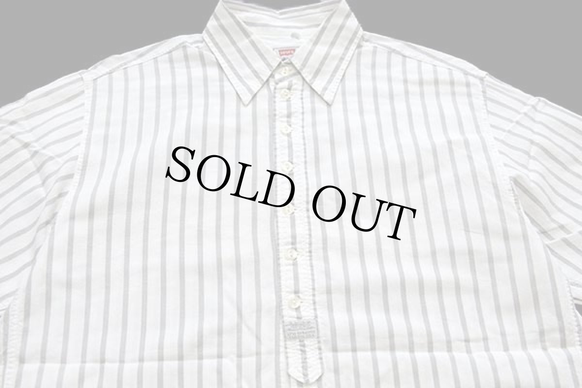 画像3: 90s イタリア製 Levi'sリーバイス ストライプ コットン×レーヨンシャツ 白×グレー S★ユーロ (3)