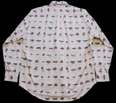 画像2: 90s TOMMY HILFIGERトミーヒルフィガー 毛針&昆虫 フライ 総柄 ボタンダウン コットンシャツ L (2)