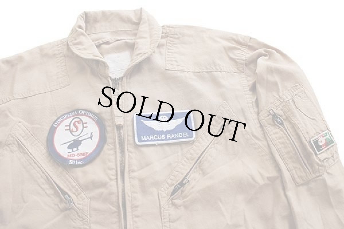 画像4: 00s 米軍 CWU-27/P パッチ付き カバーオール アラミド フライトスーツ タン 42R★83 つなぎ (4)