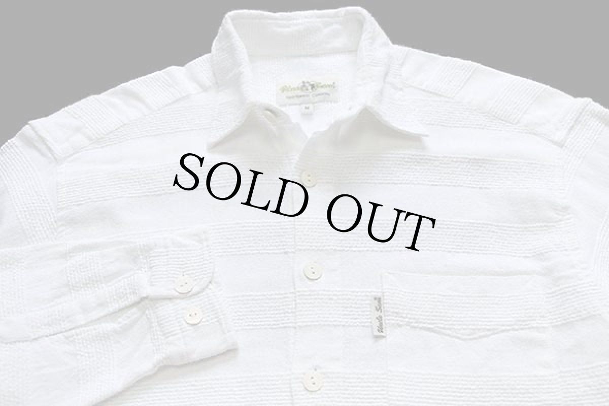 画像3: Uncle Sam ボーダー 織り柄 コットンシャツ 白 M (3)