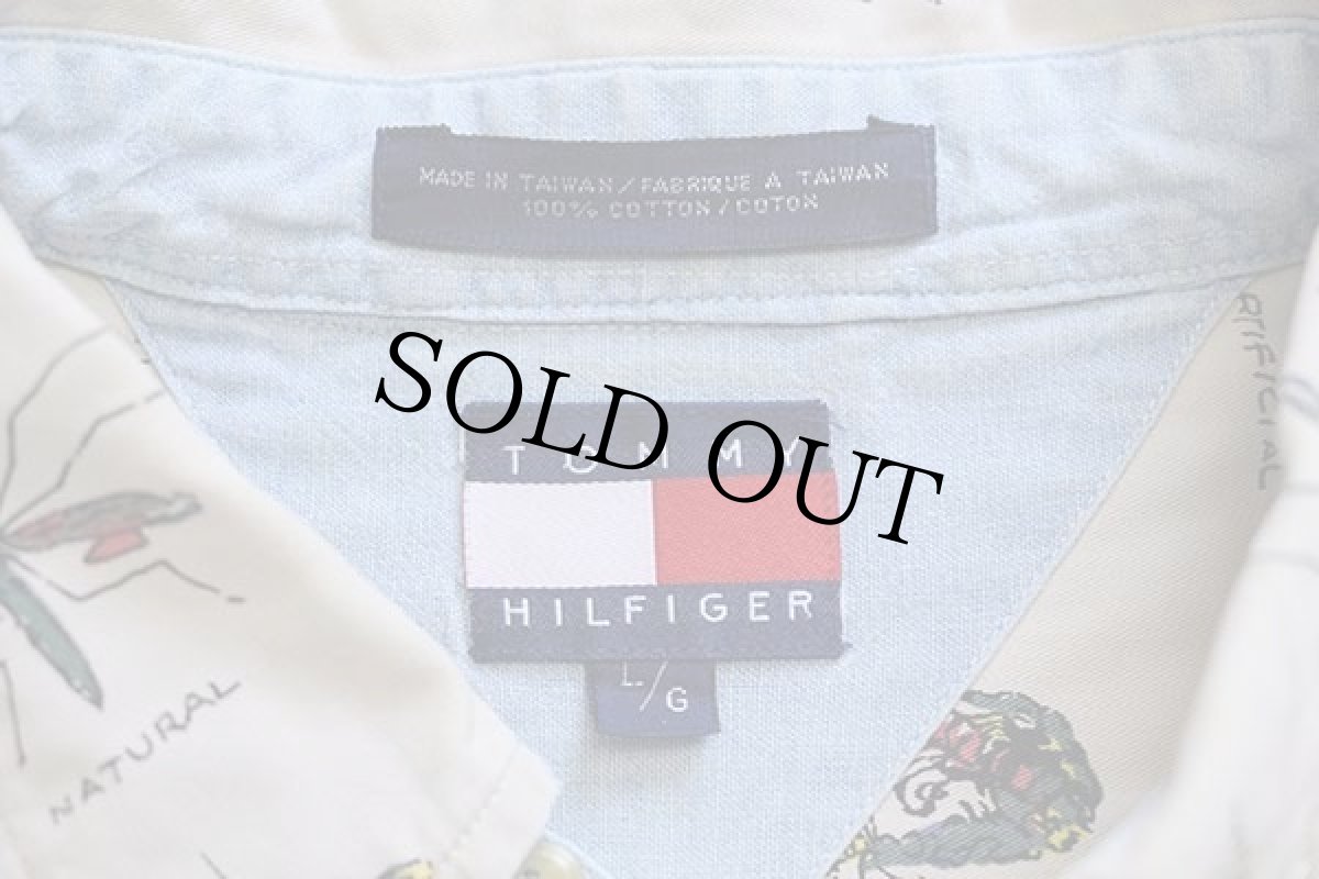 画像4: 90s TOMMY HILFIGERトミーヒルフィガー 毛針&昆虫 フライ 総柄 ボタンダウン コットンシャツ L (4)