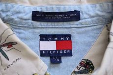 画像4: 90s TOMMY HILFIGERトミーヒルフィガー 毛針&昆虫 フライ 総柄 ボタンダウン コットンシャツ L (4)