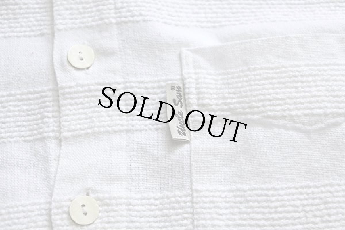 画像5: Uncle Sam ボーダー 織り柄 コットンシャツ 白 M (5)