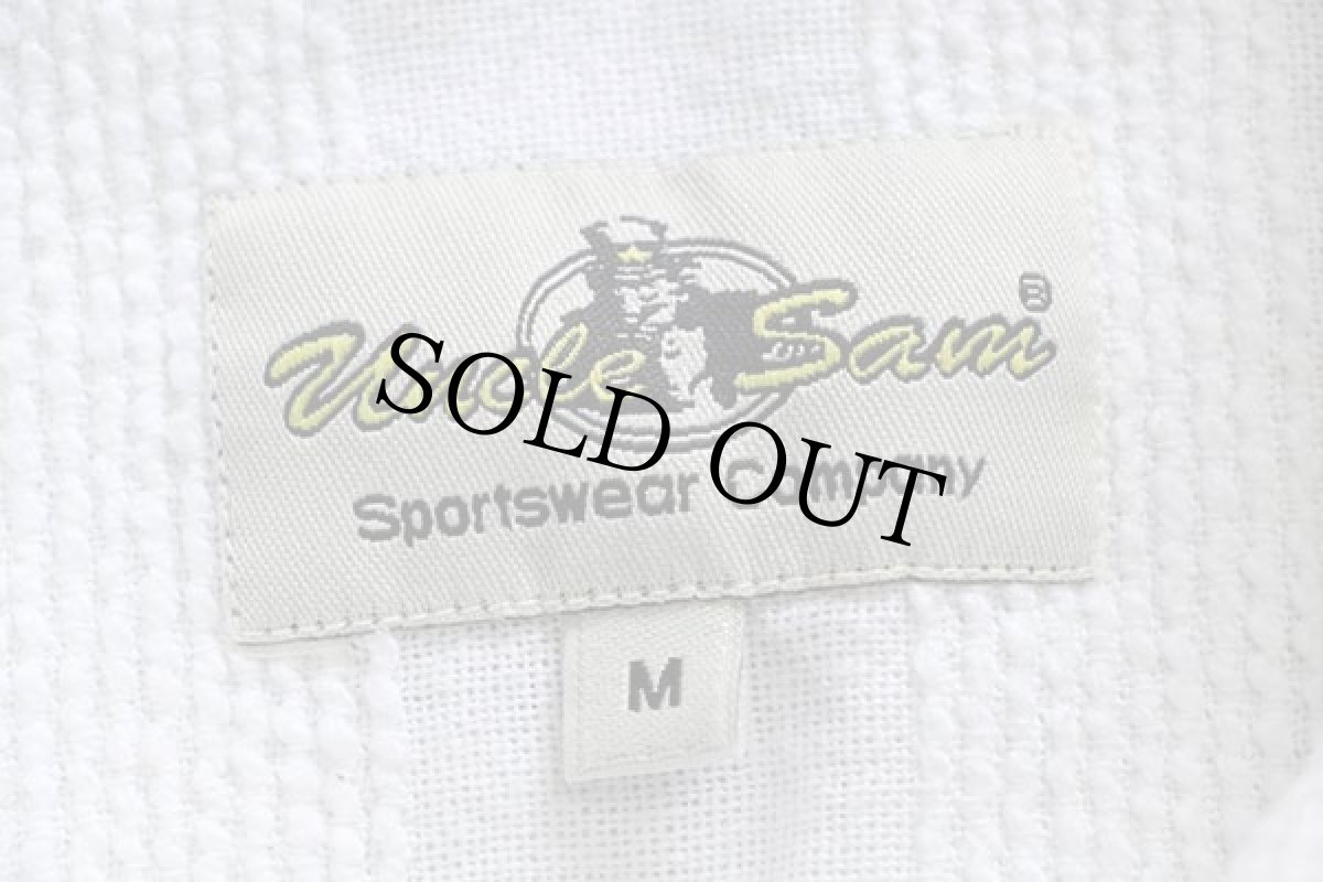 画像4: Uncle Sam ボーダー 織り柄 コットンシャツ 白 M (4)