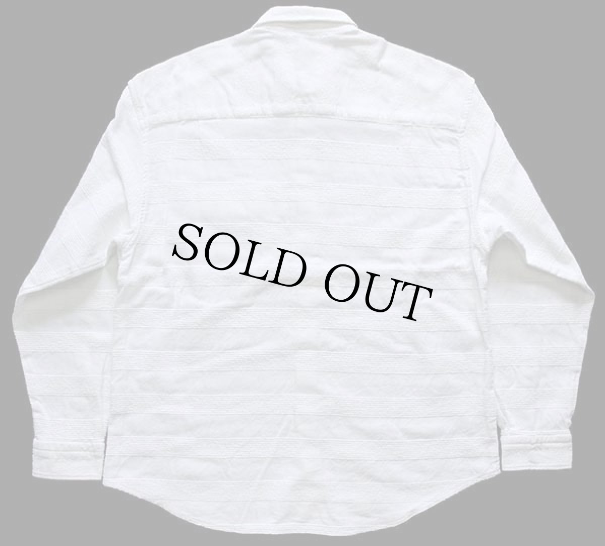 画像2: Uncle Sam ボーダー 織り柄 コットンシャツ 白 M (2)