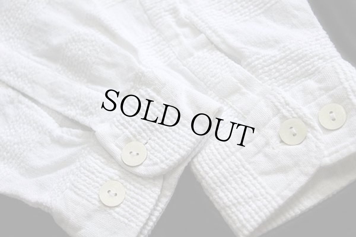 画像6: Uncle Sam ボーダー 織り柄 コットンシャツ 白 M (6)