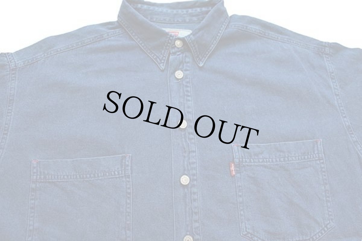 画像3: 90s Levi'sリーバイス カラーデニムシャツ 後染め 紺 XL (3)