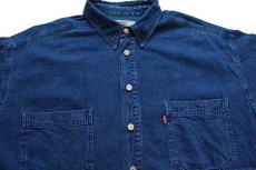 画像3: 90s Levi'sリーバイス カラーデニムシャツ 後染め 紺 XL (3)