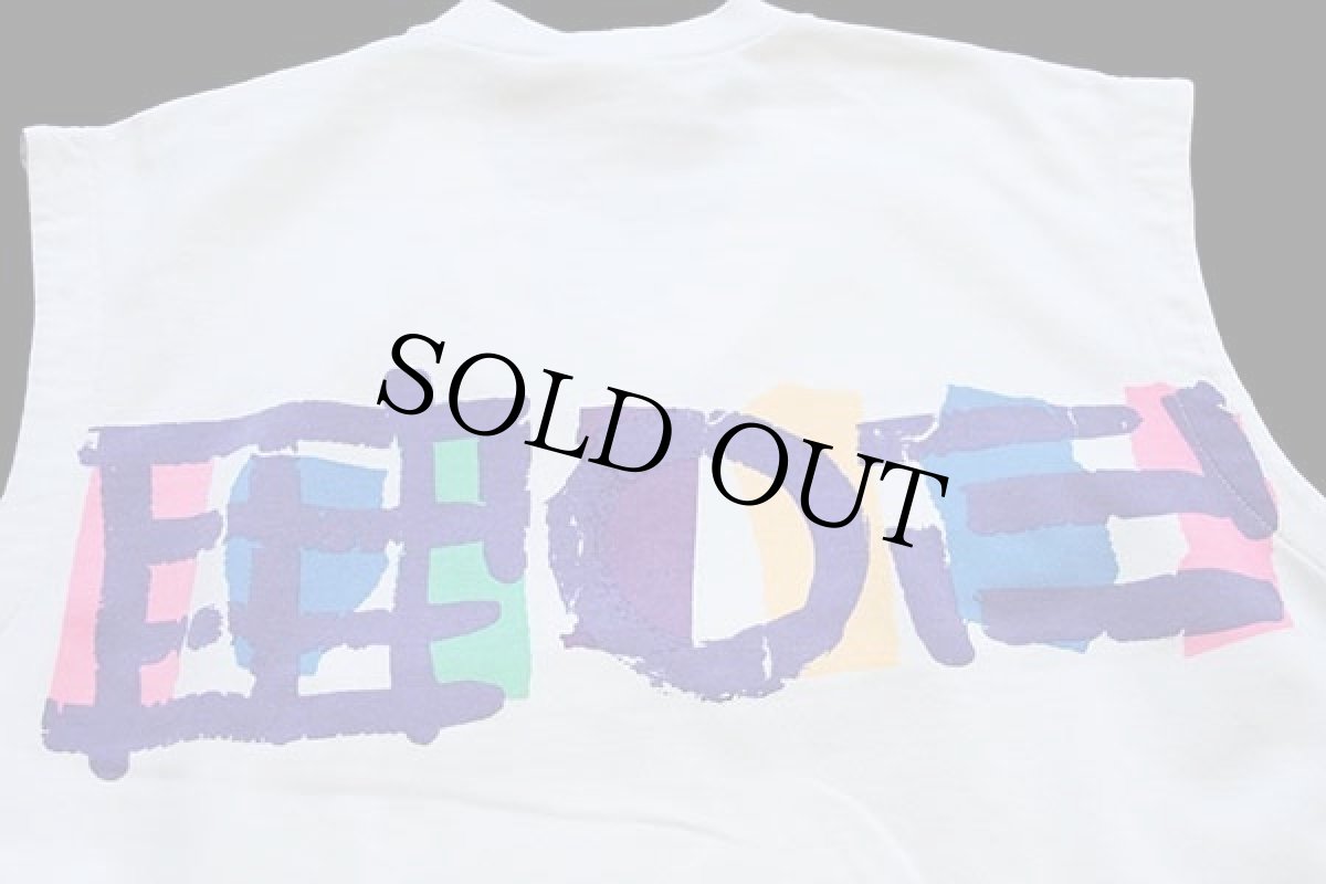 画像4: 90s ユーゴスラビア製 adidasアディダス ロゴ刺繍 蛍光プリント アート スウェットベスト 白 46 (4)