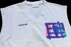 画像3: 90s ユーゴスラビア製 adidasアディダス ロゴ刺繍 蛍光プリント アート スウェットベスト 白 46 (3)