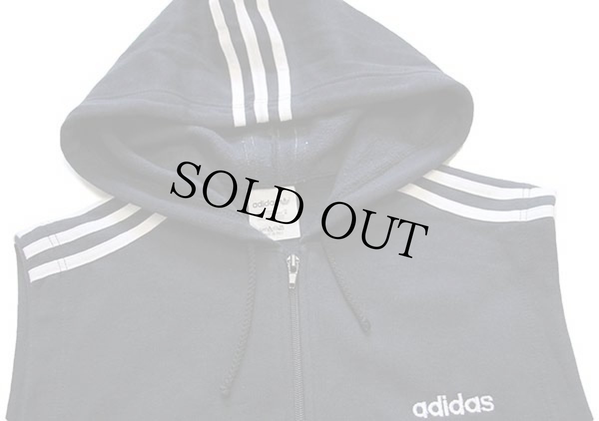 画像3: 90s イタリア製 adidasアディダス ロゴ刺繍 スウェットベスト ジップパーカー 黒 2 (3)