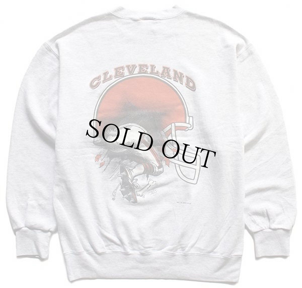 画像2: 90s USA製 NFL CLEVELAND BROWNS アメフト 両面プリント スウェット 杢ライトグレー L (2)