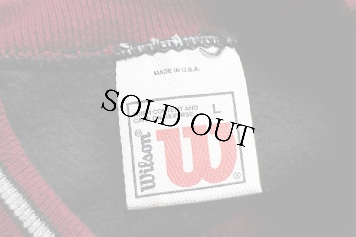 画像4: 90s USA製 Wilsonウィルソン ワンポイント リブライン スウェット 黒 L (4)