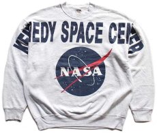 画像1: 90s USA製 KENNEDY SPACE CENTER NASA ロゴ スウェット 杢ライトグレー XXL (1)