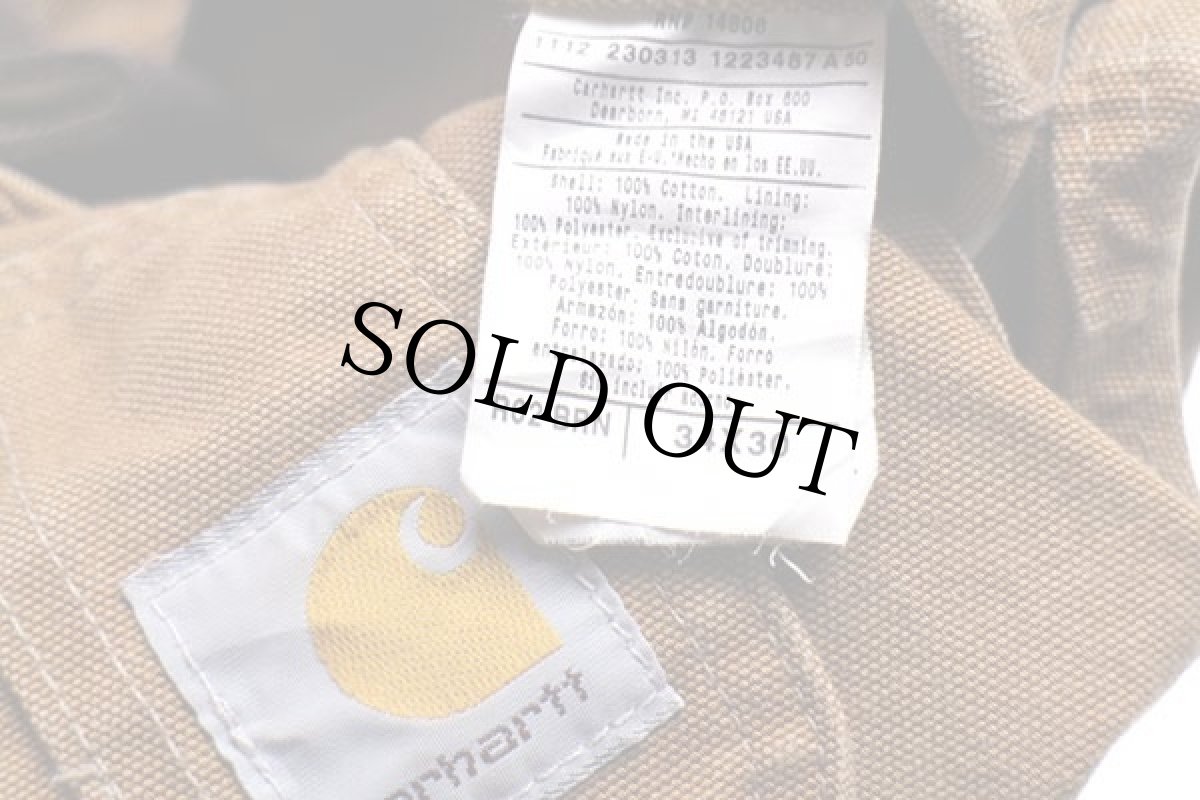 画像4: USA製 carharttカーハート ダック地 ダブルニー オーバーオール 茶 w34 L30 (4)