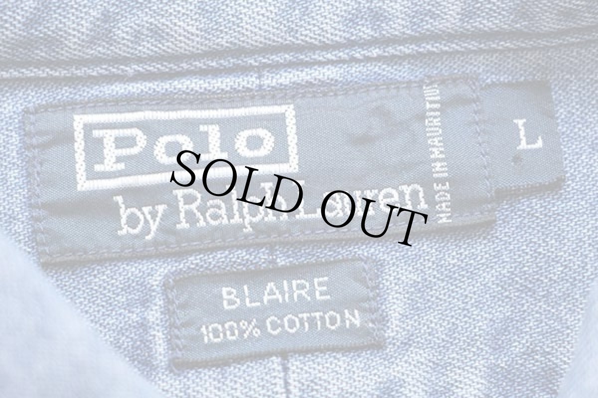 画像4: 90s ポロ ラルフローレン BLAIRE ワンポイント ボタンダウン デニムシャツ L (4)