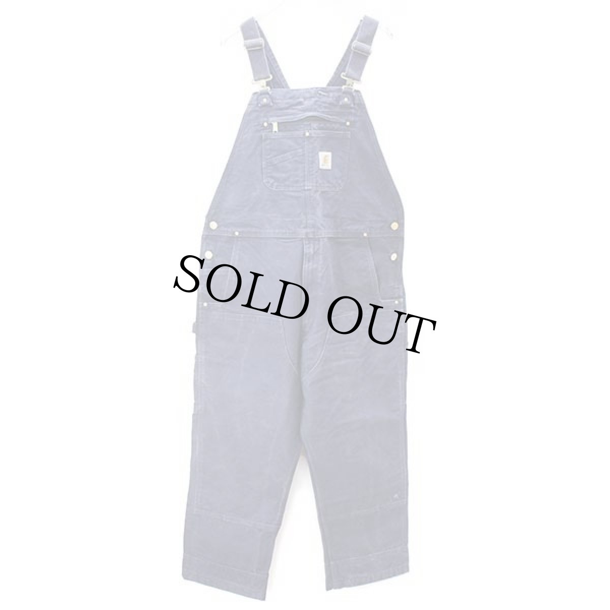 画像2: メキシコ製 carharttカーハート ダック地 ダブルニー オーバーオール 濃紺 w40 (2)