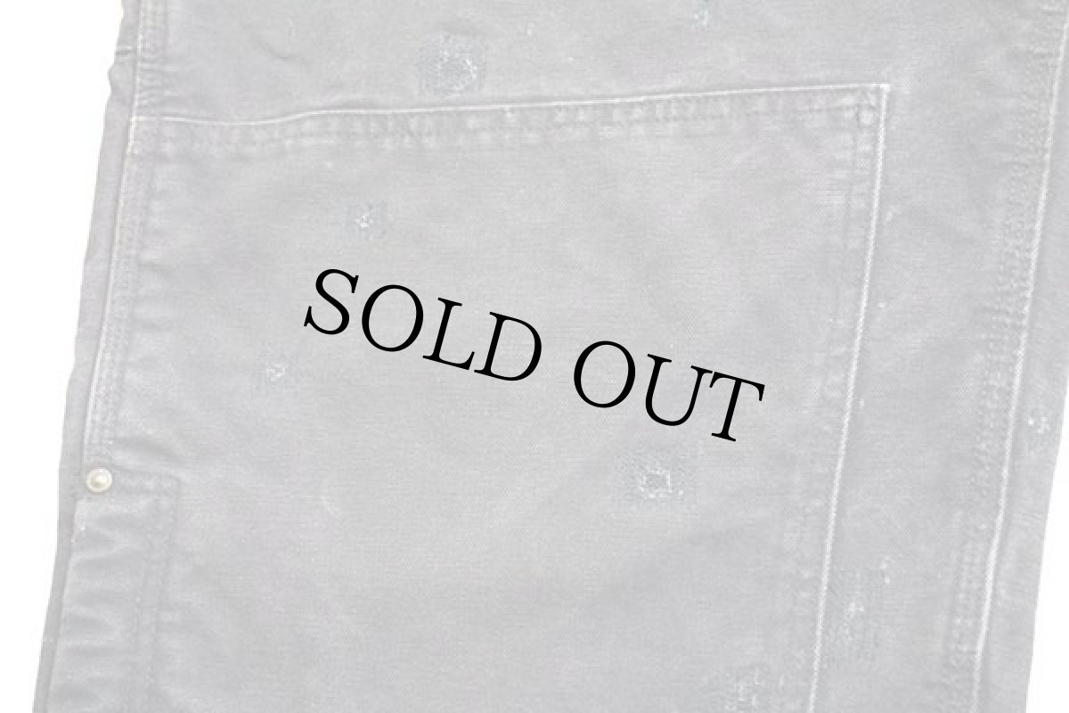 画像7: メキシコ製 carharttカーハート ダック地 ダブルニー オーバーオール ボロ 黒 w38 L32 (7)